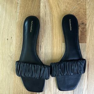 Reformation Black Fringe Sandals